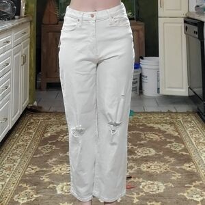 Women's White Distressed Jeans